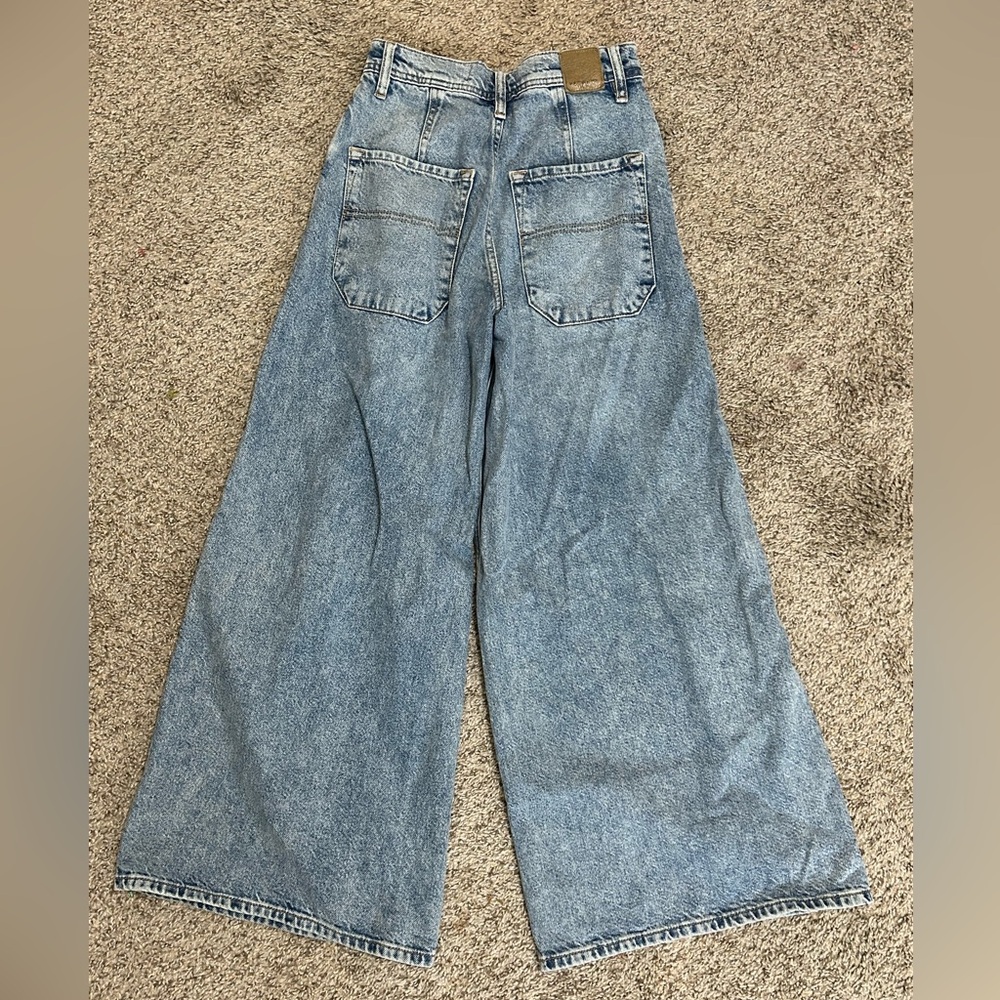 We The Free People Wide-Leg Light Blue Women’s Jeans Cotton Size 24 High Rise - Picture 3 of 11